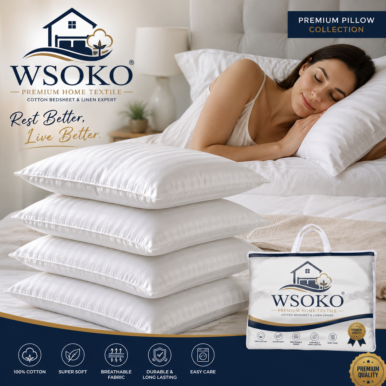 WSOKO Premium Cushion Pillow 14x14 Inch | Soft Filled | White