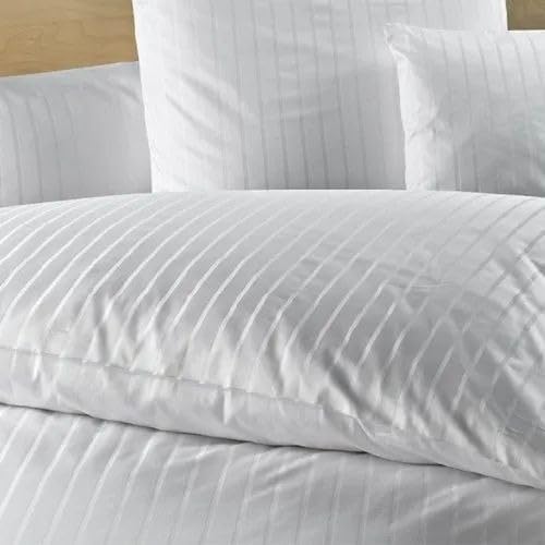 WSOKO 70% Cotton Satin Stripe Super King Bedsheet 108x108 Inch with 2 Pillow Covers | White | Hotel Quality