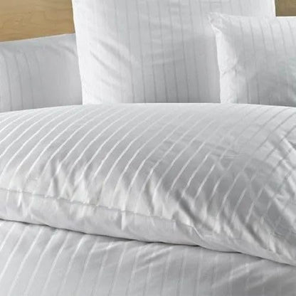 WSOKO 70% Cotton Satin Stripe Super King Bedsheet 108x108 Inch with 2 Pillow Covers | White | Hotel Quality