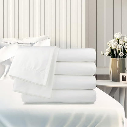 WSOKO 100% Cotton Satin Stripe Bedsheet 100x108 Inch with 2 Pillow Covers | White