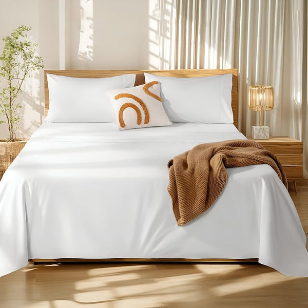 WSOKO 70% Cotton Plain Single Bedsheet 60x90 Inch with 1 Pillow Cover | White