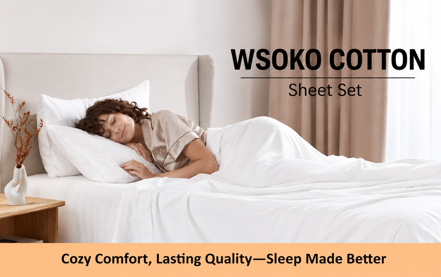 WSOKO 100% Cotton Plain White Super King Bedsheet | 108 x 108  | 210 GSM to 600 GSM |