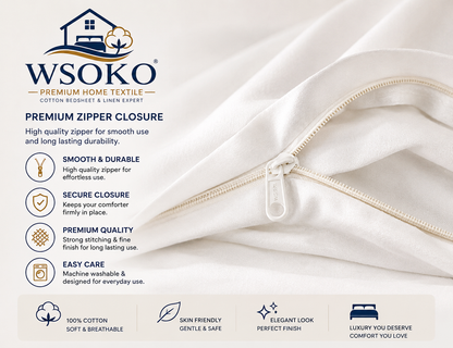 WSOKO COTTON Duvet Cover 72 x 102 Inch with Zip Closure |