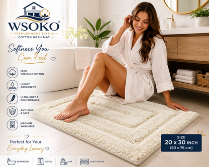 Cotton Bathmat | Bathroom Rug | Thick,Super Soft, Quick Dry |