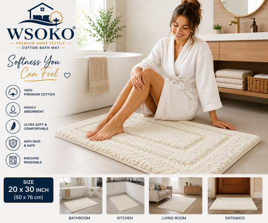 Cotton Bathmat | Bathroom Rug | Thick,Super Soft, Quick Dry |