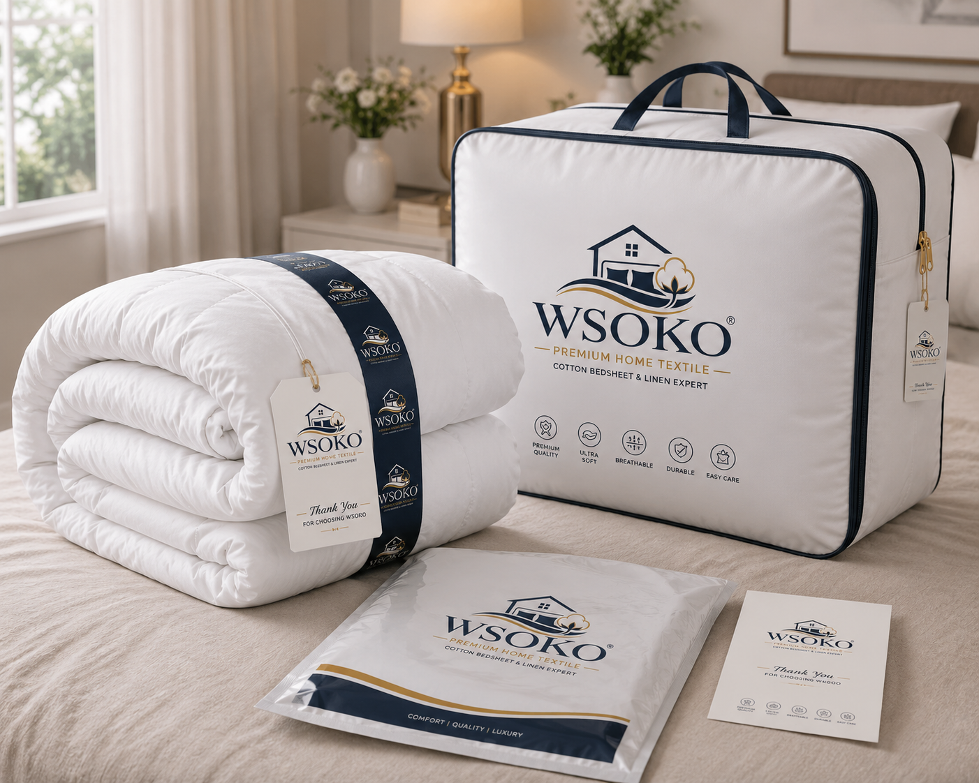WSOKO All Season Microfiber Comforter 60x90 Inch | 150–400 GSM | White | Hotel Quality