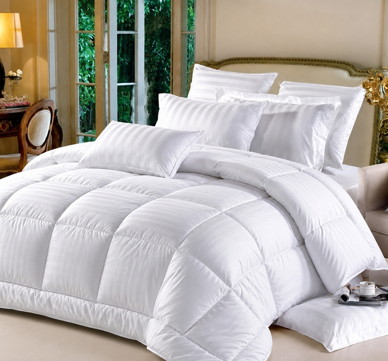 WSOKO All Season Microfiber Comforter 90x100 Inch | 150–400 GSM | White | Hotel Quality